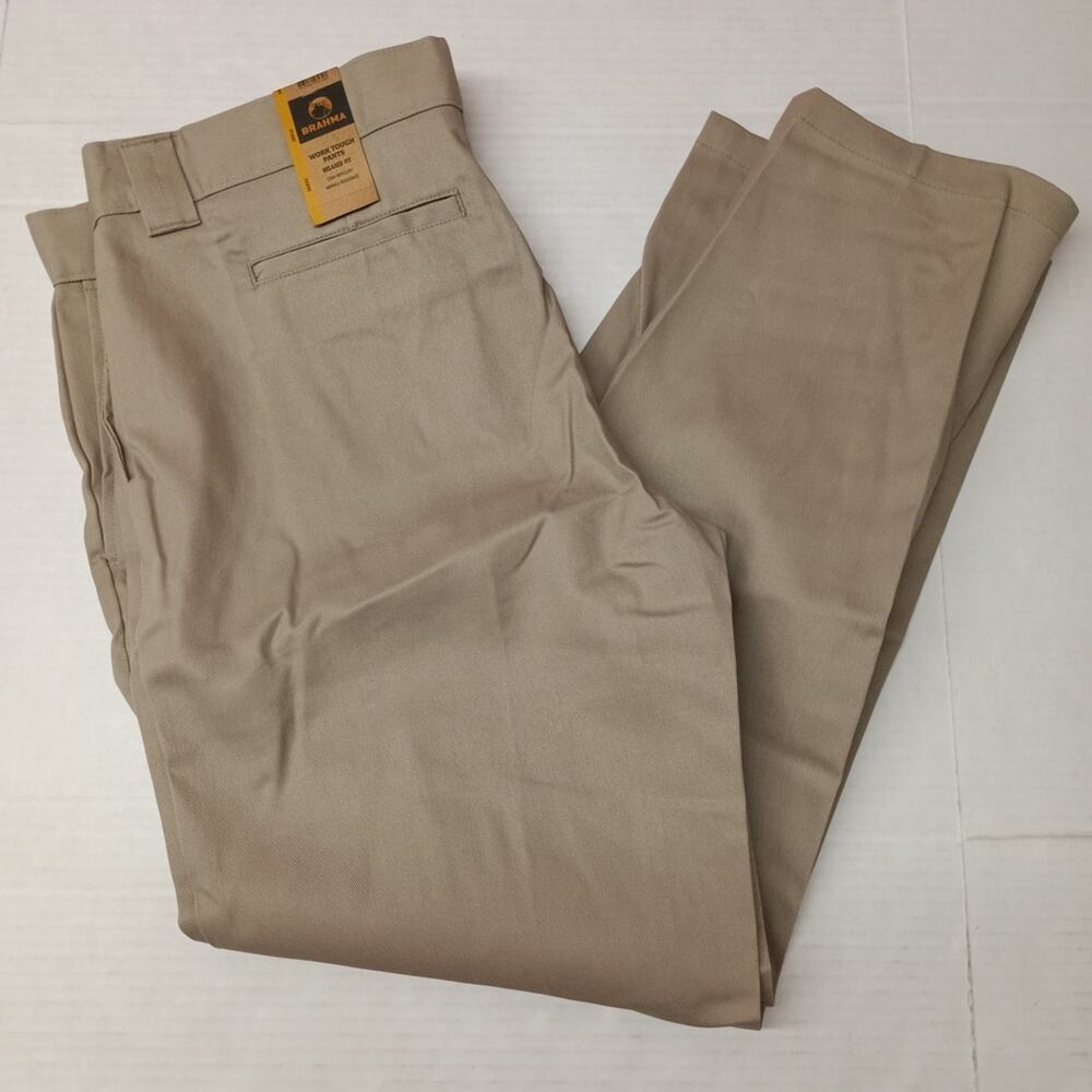 Brahma Men's Work Tough Pants Size 38x32‎ Sandy Taupe Relaxed